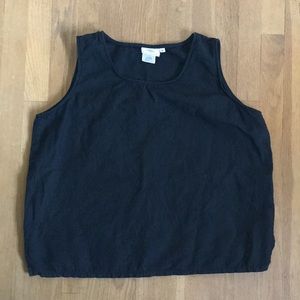 Black Tank Top Cotton Linen Large